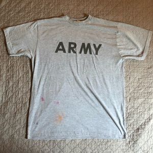 Vintage Army Military Men Short Sleeve Grey Tee